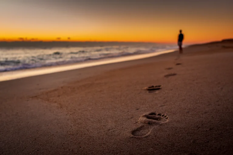 Estate Planning - a sole figure on the beach at susnset